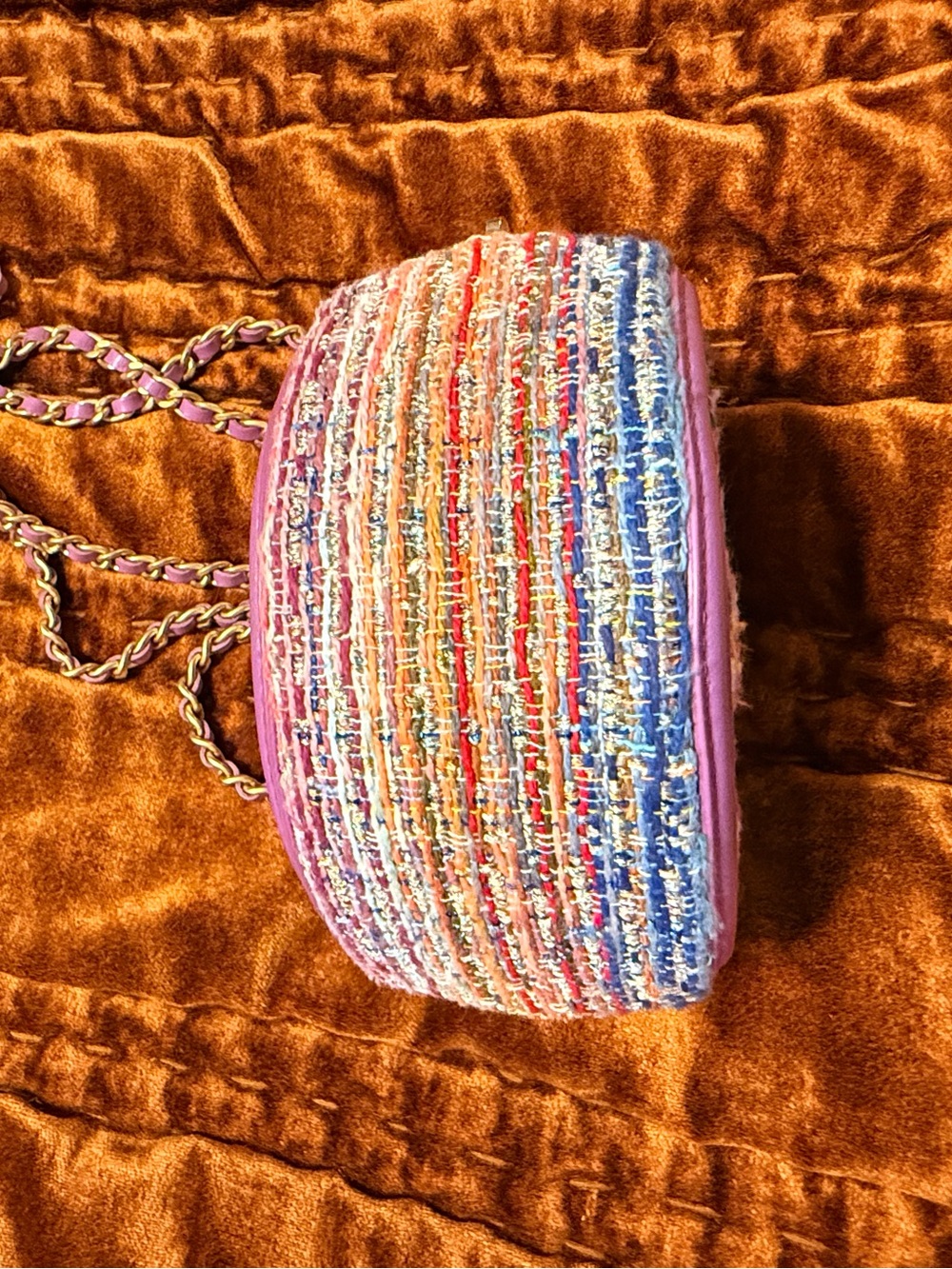 CHANEL - Purple Tweed Filigree Round Clutch Crossbody Bag - Picture 16 of 16